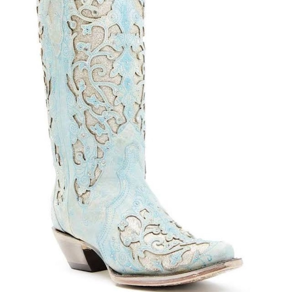 Corral Sky Blue Glitter Inlay Boot